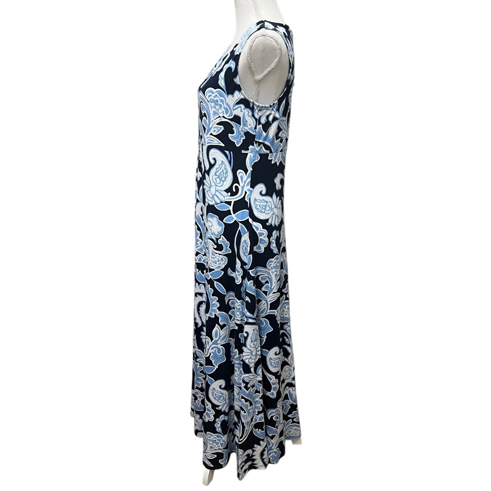 Talbots Jersey Knit Maxi Dress Dynamic Paisley Blue Sleeveless Size Medium NWT - Picture 14 of 14